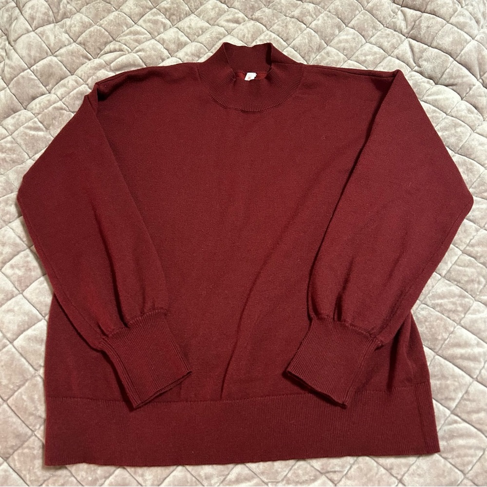 Burgundy red wine mock turtle neck sweater size small